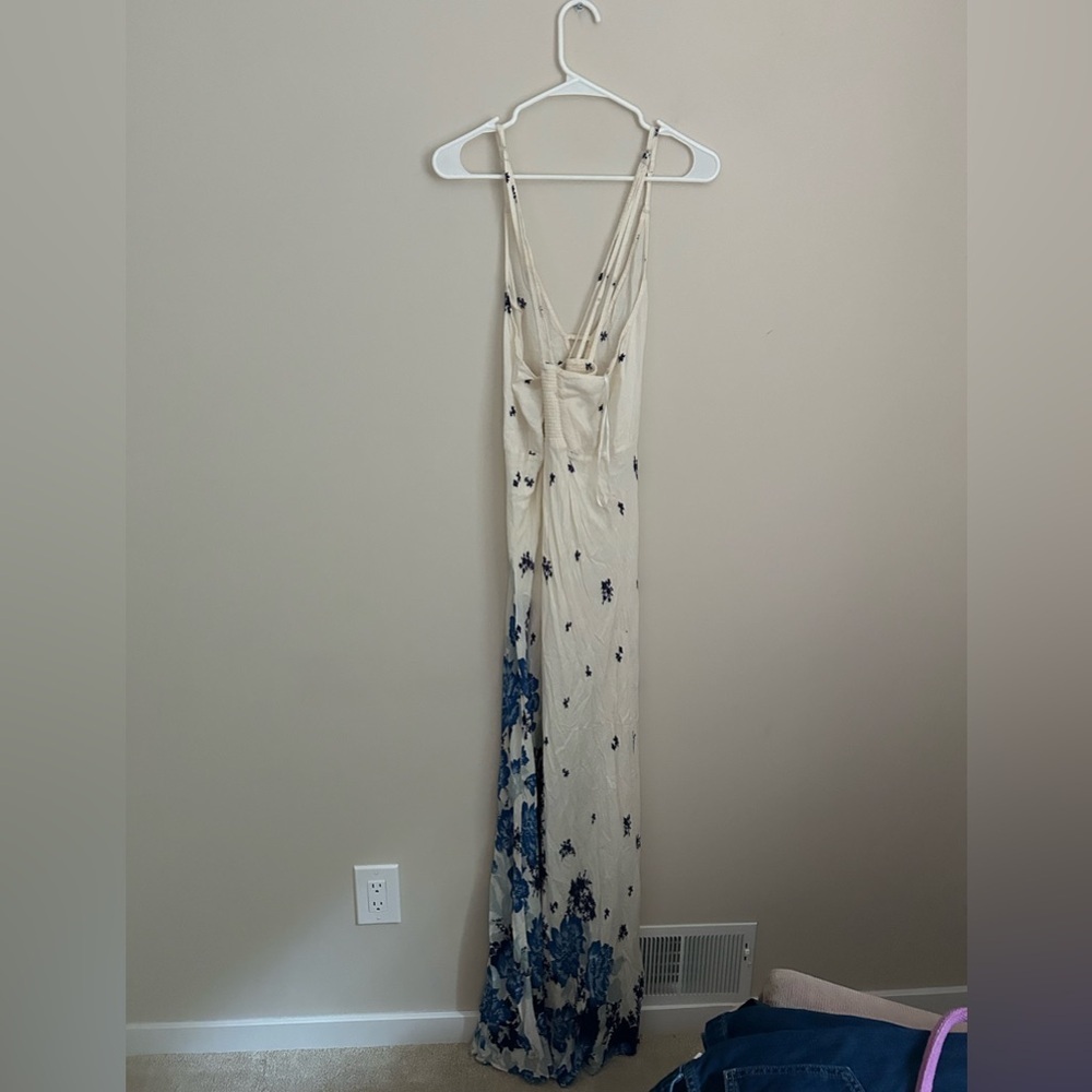 Free People Get To Me Printed Maxi Slip Dress Size XL in Blue - Picture 7 of 10